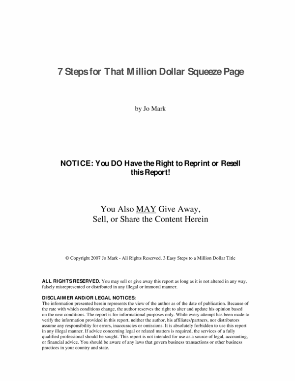 Product picture 7 Steps for That Million Dollar Squeeze Page