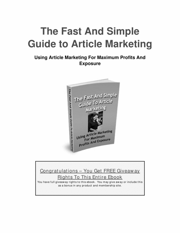 Product picture The Fast And Simple Guide to Article Marketing