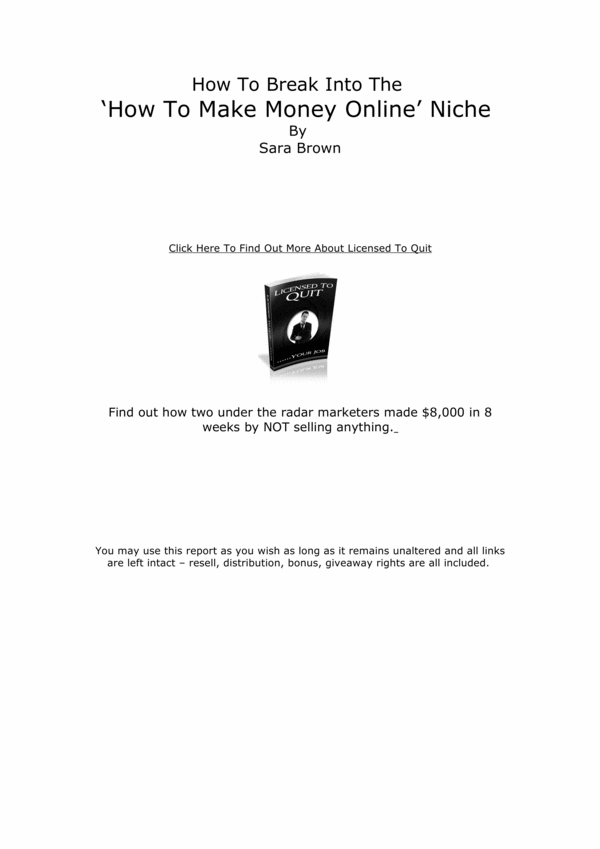 Product picture How To Break Into The